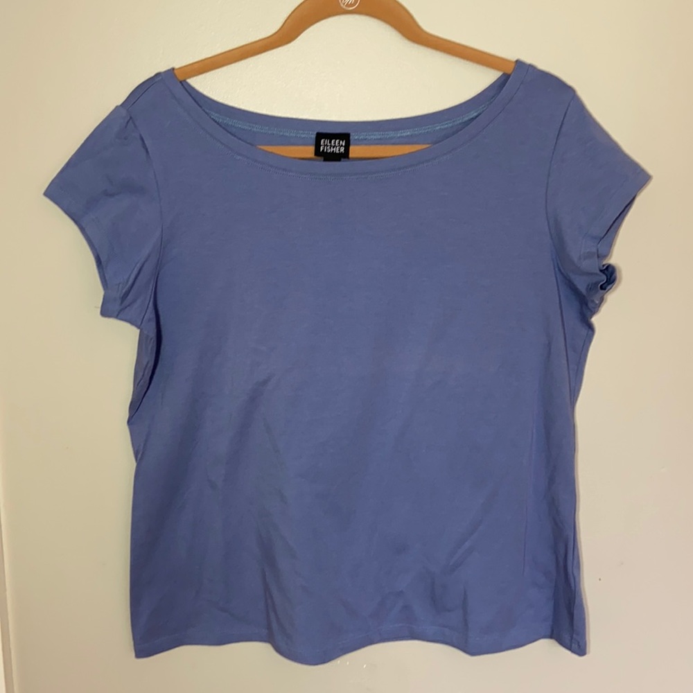 Eileen Fisher Blue Dusk Short Sleeve Shirt